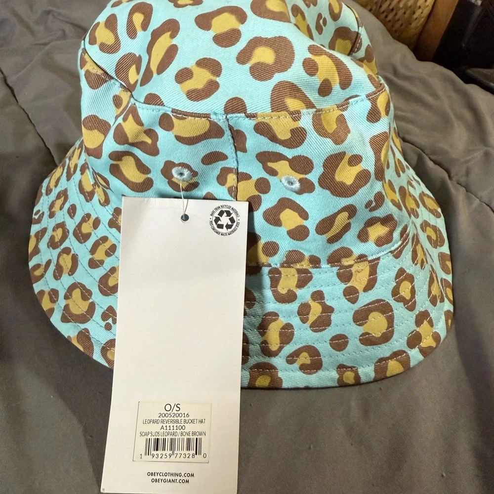 Obey Aqua and Tan Leopard Print Bucket Hat - Picture 4 of 11